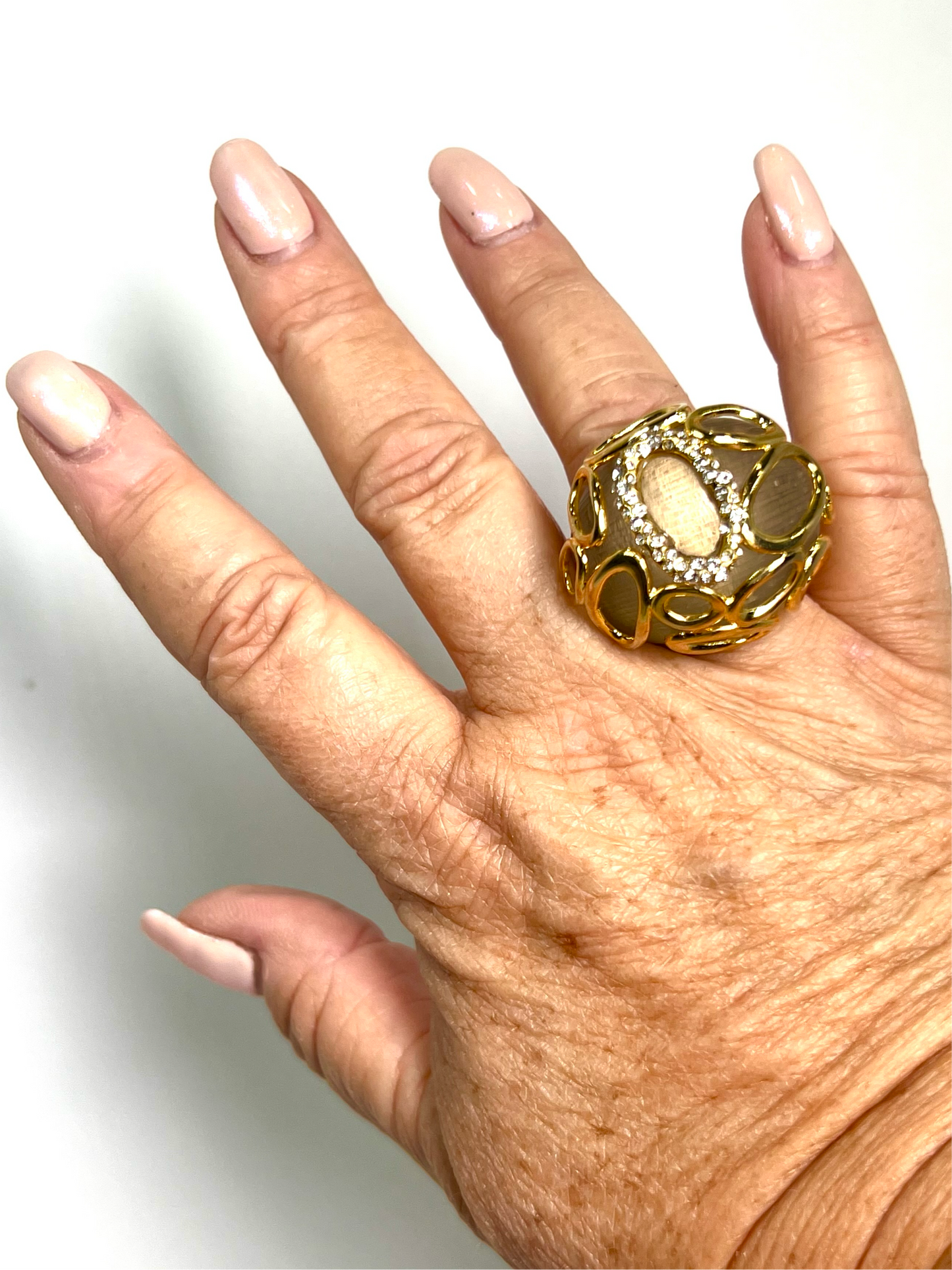 Alexis Bittar hand carved Lucite dome Ring