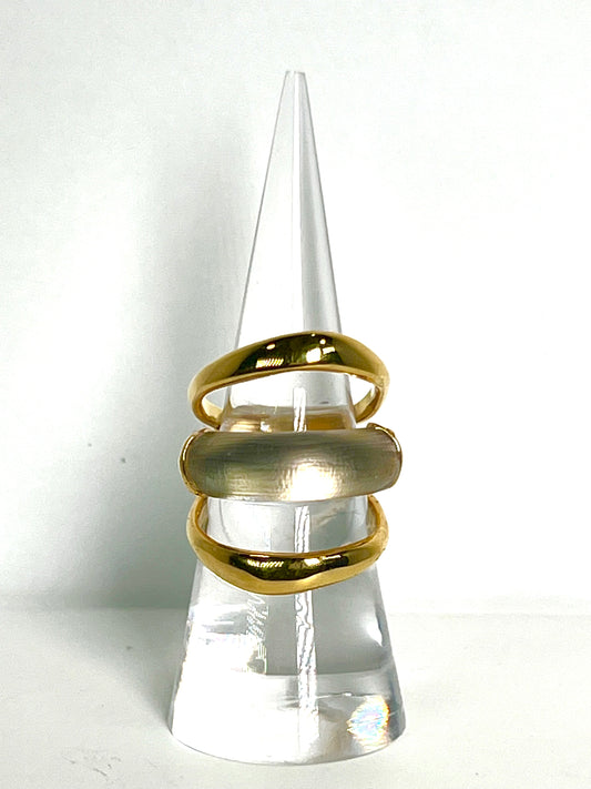 Alexis Bittar hand carved Lucite gold ring